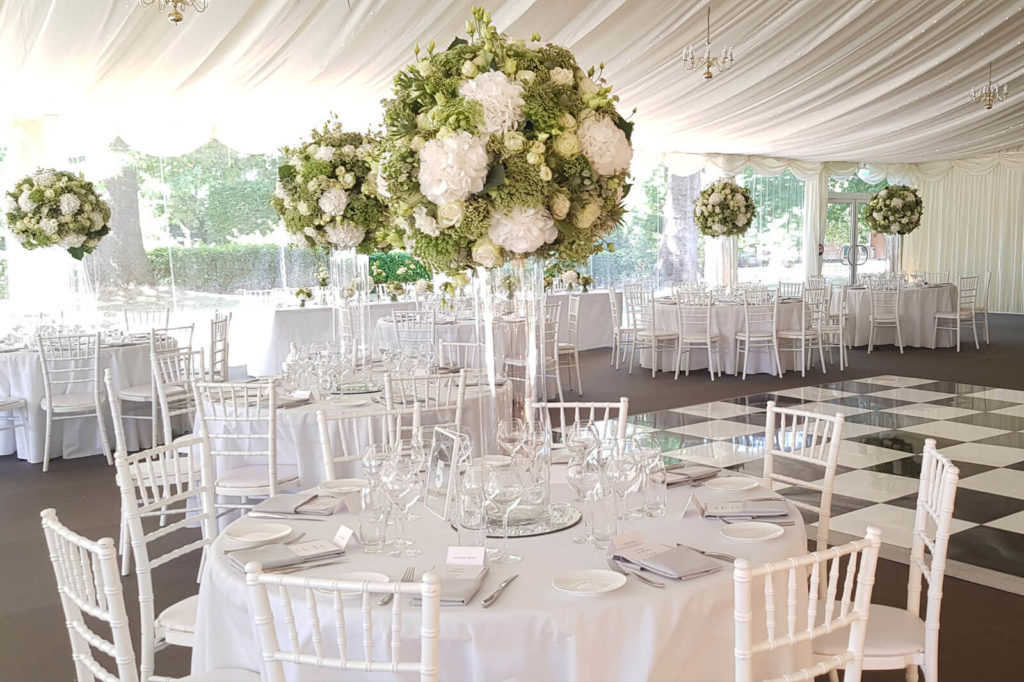 Marque wedding with floral decorations