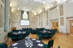 Conference venue with table seating